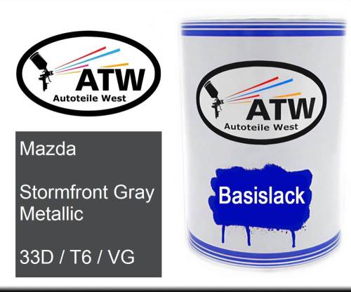 Mazda, Stormfront Gray Metallic, 33D / T6 / VG: 500ml Lackdose, von ATW Autoteile West.